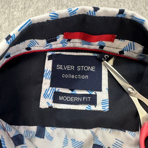 Button Up Shirt Bundle of 2 Mens S Blue Flamingo Geometric Print Short Sleeves - Picture 11 of 12